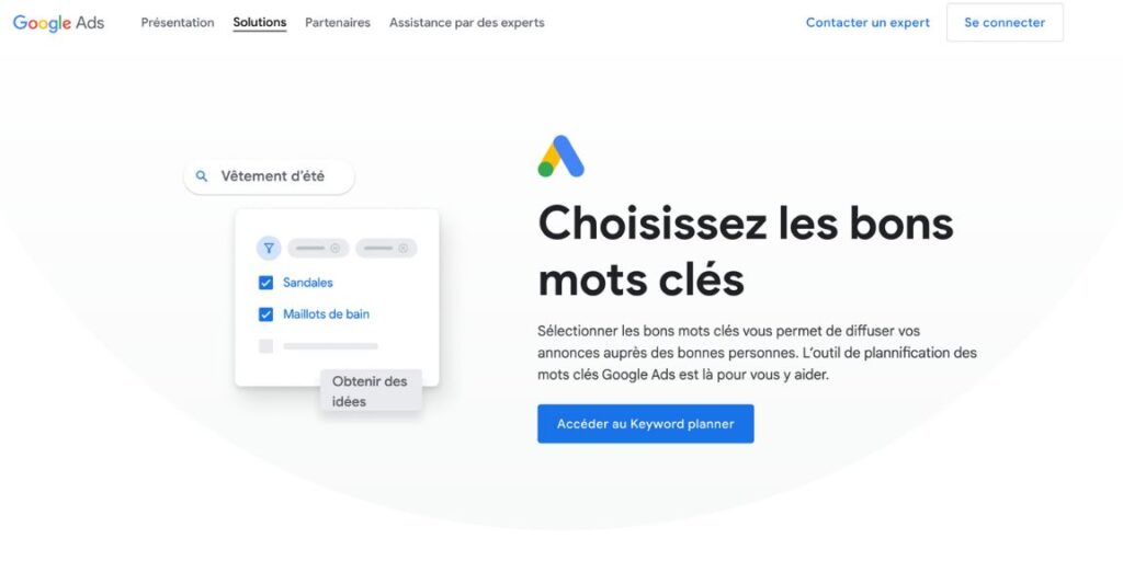 publicité marketing - Google Keywords Planner