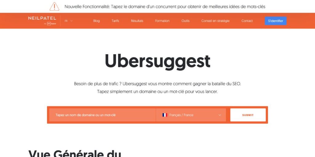 publicité marketing - Ubersuggest